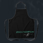 Black Teal Custom Elegant Modern Monogram Name Apron<br><div class="desc">Modern Simple Monogrammed Black and White with Trendy Teal Elegant Modern Apron. This apron can be customised to include your girly initials and first and last name and is a perfect birthday, baby shower, wedding, bridal shower, anniversary, mother's day, or bachelorette party gift. Please contact the designer for matching items....</div>