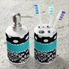Black Teal Dots Chevron