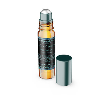 Black & Teal Glitter Perfume Roller Bottle label
