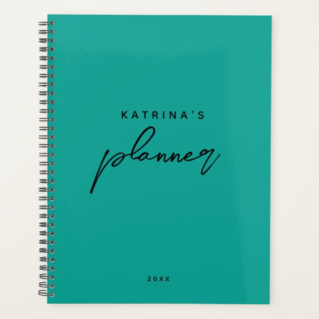Black & Teal Minimalist Appointment Diary  Planner (Front)