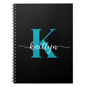 Black Teal Monogram Notebook