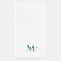 Black & Teal Monogram Swash Script White 