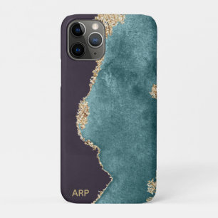 *~* Black Teal Moss Agate Geode Gold Glitter Case-Mate iPhone Case