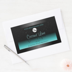 Black Teal Ombre Product Labels Soft Glitter Logo