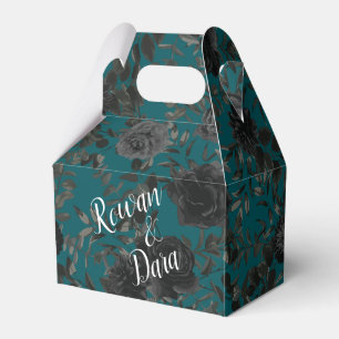 Black Teal Rose Gothic Elegant Wedding Favour Box