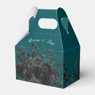 Black Teal Rose Gothic Elegant Wedding Favour Box