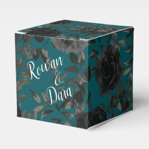 Black Teal Rose Gothic Elegant Wedding Favour Box