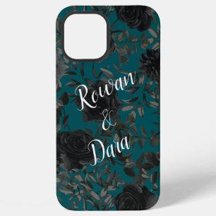 Black Teal Rose Gothic Elegant Wedding iPhone 12 Pro Max Case