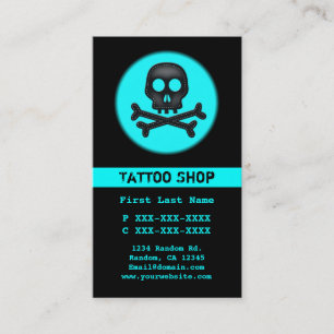 Black teal skull tattoo custom business cards