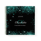 Black teal sparkles green monogram initials 2025