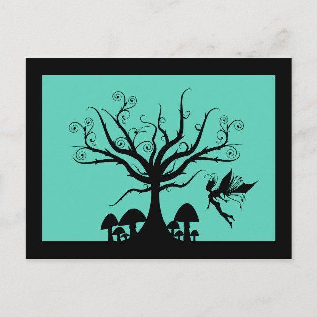 Black & Teal Spooky Fairy Postcard (Front)