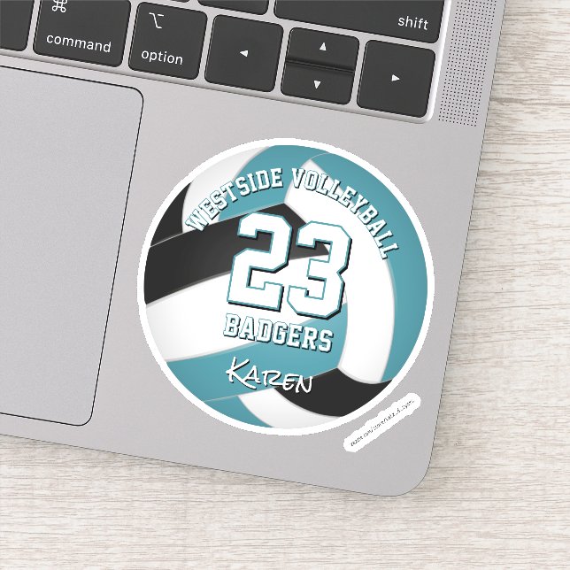 black teal volleyball girls boys team colours gift (Detail)