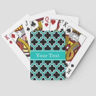 Black Teal White Moroccan #5DS Name Mon Playing Cards