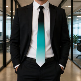 Black Teal White Ombre Tie