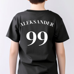 Black Team Logo Name Number Modern Sport T-Shirt