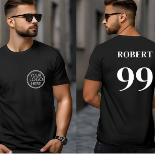 Black Team Logo Name Number Modern Sport T-Shirt
