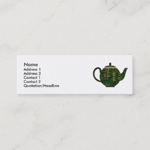 Black Teapot text design Mini Business Card