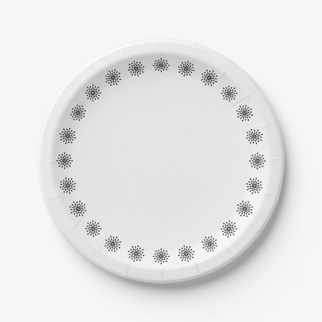 Black teardrops paper plate (Front)