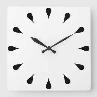 Black teardrops square wall clock