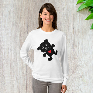 Black Teddy Bear Love Womens Long-Sleeve T-Shirt