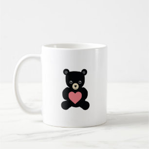 Black Teddy Bear with Heart Coffee Mug
