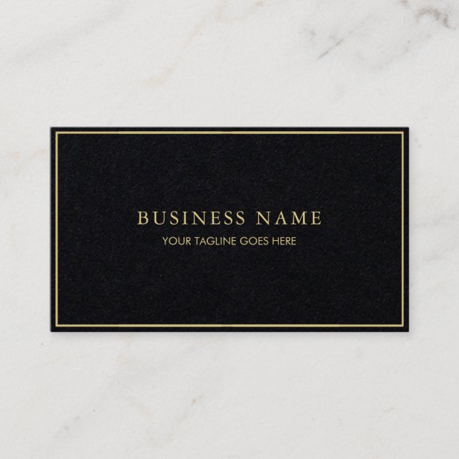 Black Template Luxe Elegant Modern Gold Colour Tex Business Card (Front)