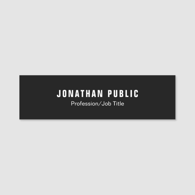 Black Template Modern Professional Simple Design Name Tag (Front)