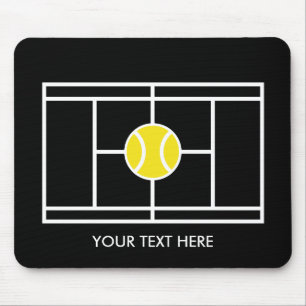 Black Tennis Court Mousepad gift with custom text