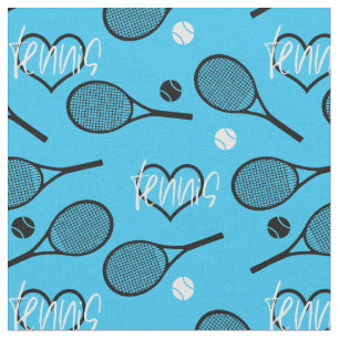 💙🎾 Black tennis rackets on blue Fabric