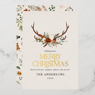 Black terracotta botanical elegant stag floral