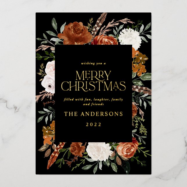 Black terracotta floral botanical elegant script h (Front)