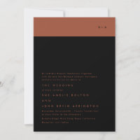 Black Terracotta Strip Monogram Wedding Invitation