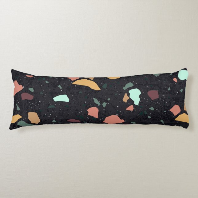 Black Terrazzo Pattern Body Cushion (Front)