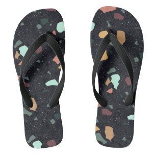 Black Terrazzo Pattern Jandals