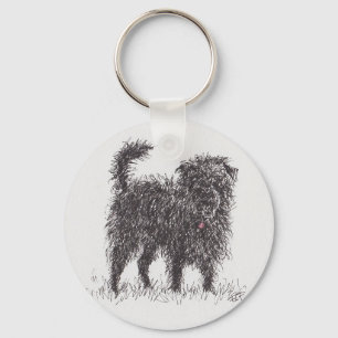 Black Terrier Button Key ring