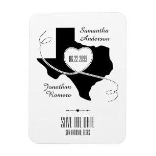 Black Texas Curling Ribbon Save the Date Magnet
