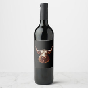 black Texas longhorn Wine Label