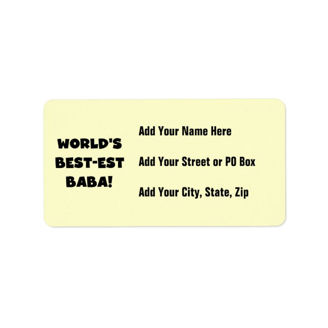 Black Text Best-est Baba T-shirts and Gifts Label (Front)