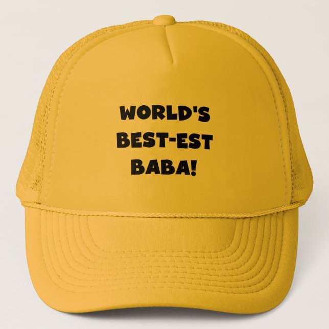 Black Text Best-est Baba T-shirts and Gifts Trucker Hat (Front)