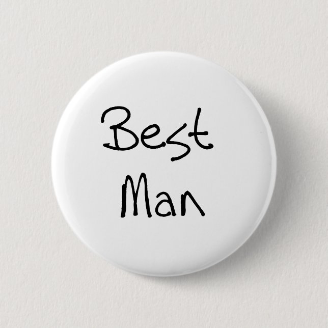 Black Text Best Man 6 Cm Round Badge (Front)