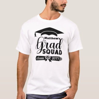 Black Text Customised Mens White grad squad T-Shirt