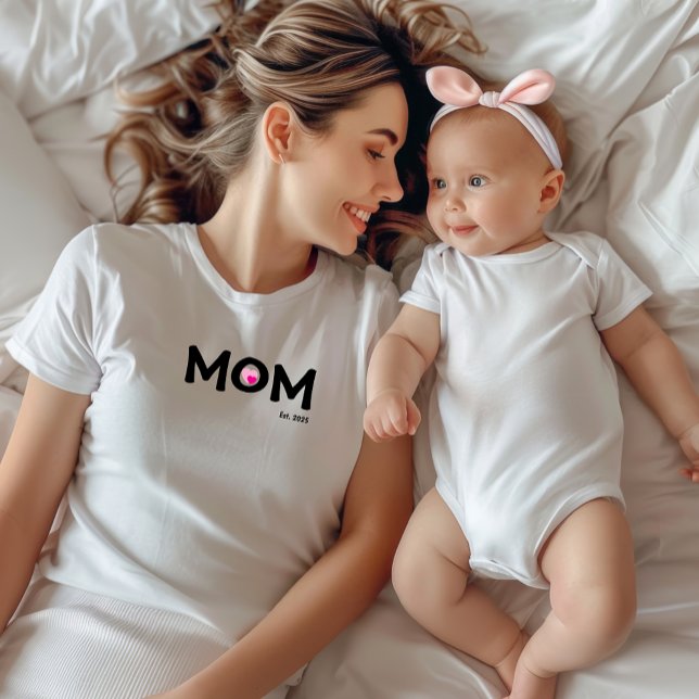 Black Text Established Mum Double Heart T-Shirt (Creator Uploaded)