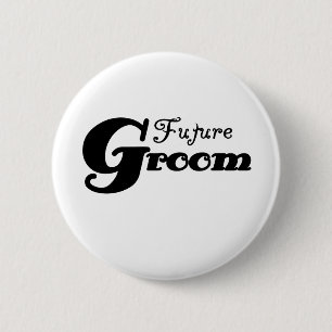 Black Text Future Groom 6 Cm Round Badge