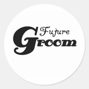 Black Text Future Groom Classic Round Sticker