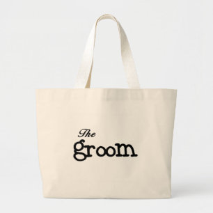 Black Text Groom Large Tote Bag