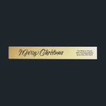 Black Text on Gold Christmas Wraparound Labels<br><div class="desc">Elegant and chic black and gold Christmas wraparound labels. The gold background begins as a deep gold and then fades to white. Merry Christmas is on the deep gold end and this forms the left side of the label which will go on the back of your envelope. The nearly white...</div>