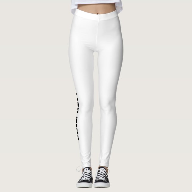 Black Text On White Leggings (Front)