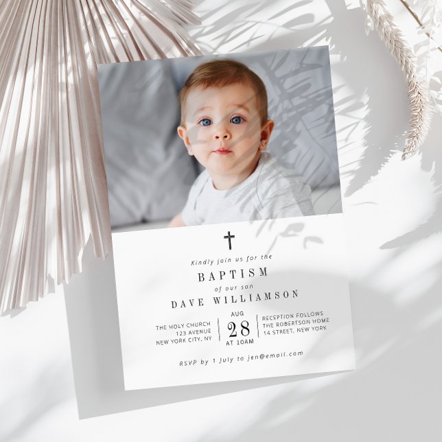 black text photo baptism invitation (Creator Uploaded)