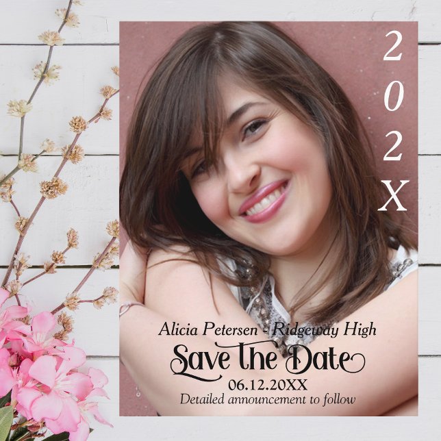 Black Text Save the Date Graduation Announcement P Postcard (Creator Uploaded)