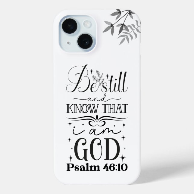 Black Text Typography, Psalm 46:10 Scripture Case-Mate iPhone Case (Back)